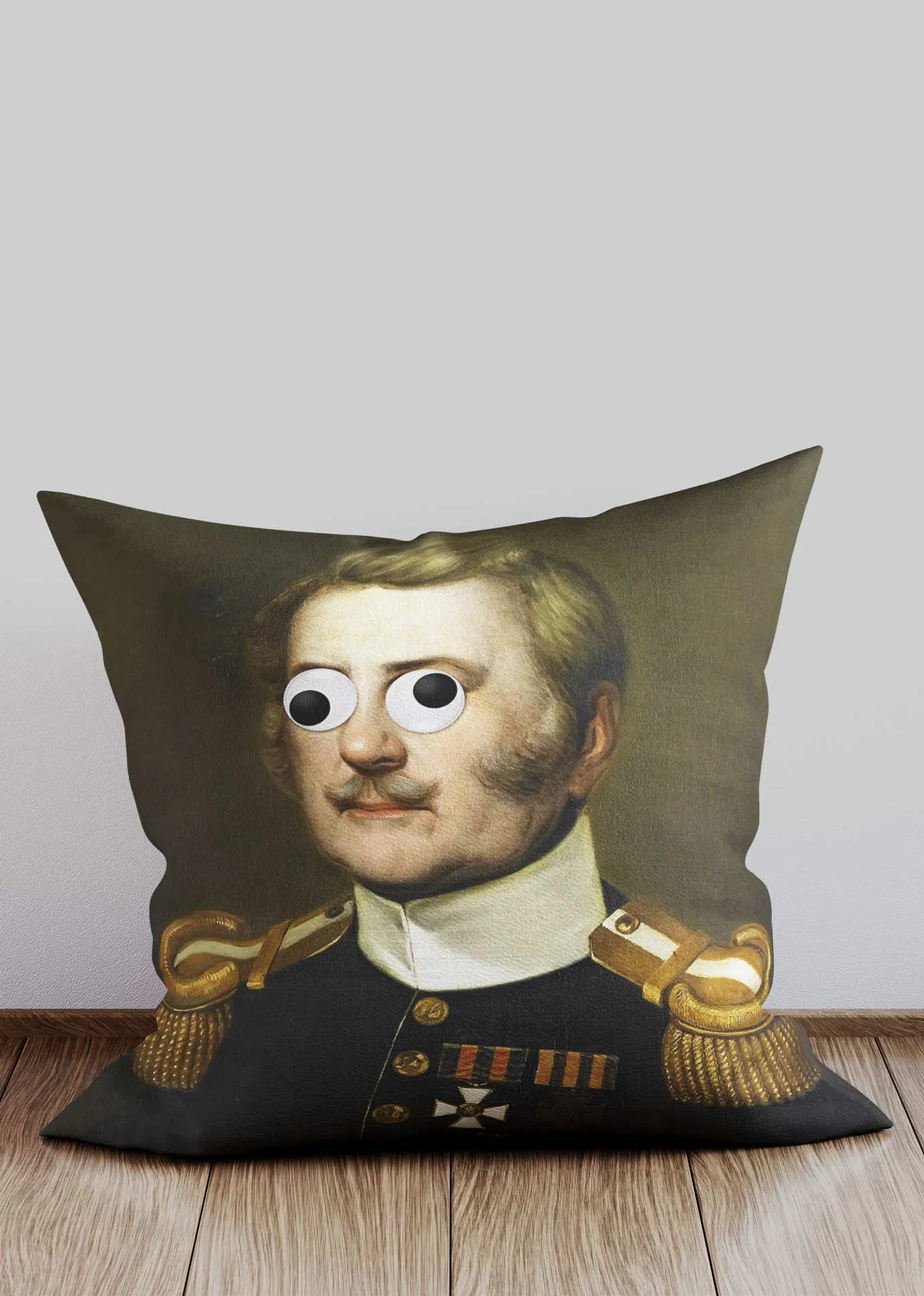 Googly Stick On Eyes Portrait Cushion 2