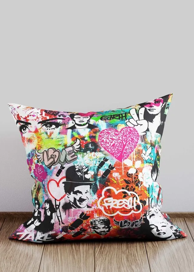 Graffiti Mashup Pattern Cushion