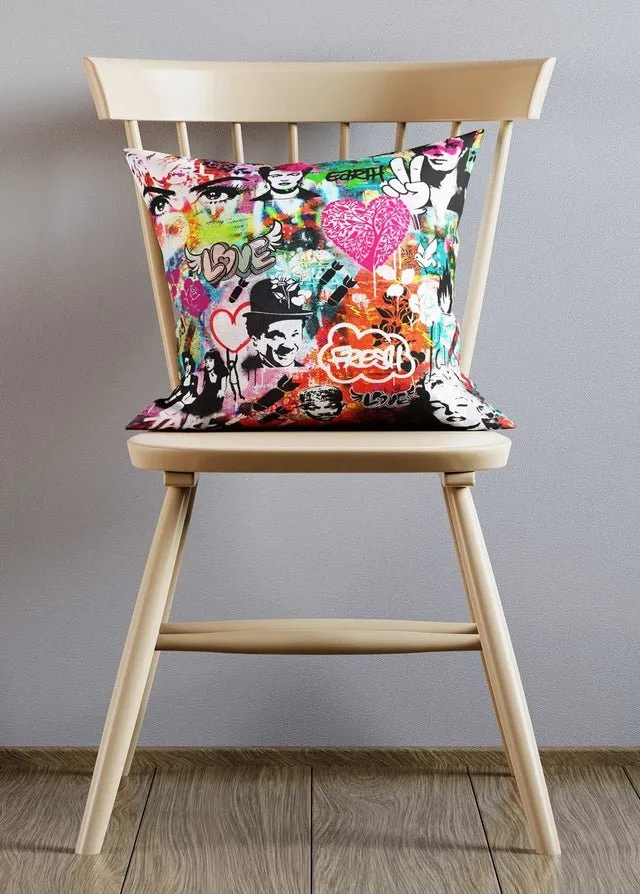 Graffiti Mashup Pattern Cushion