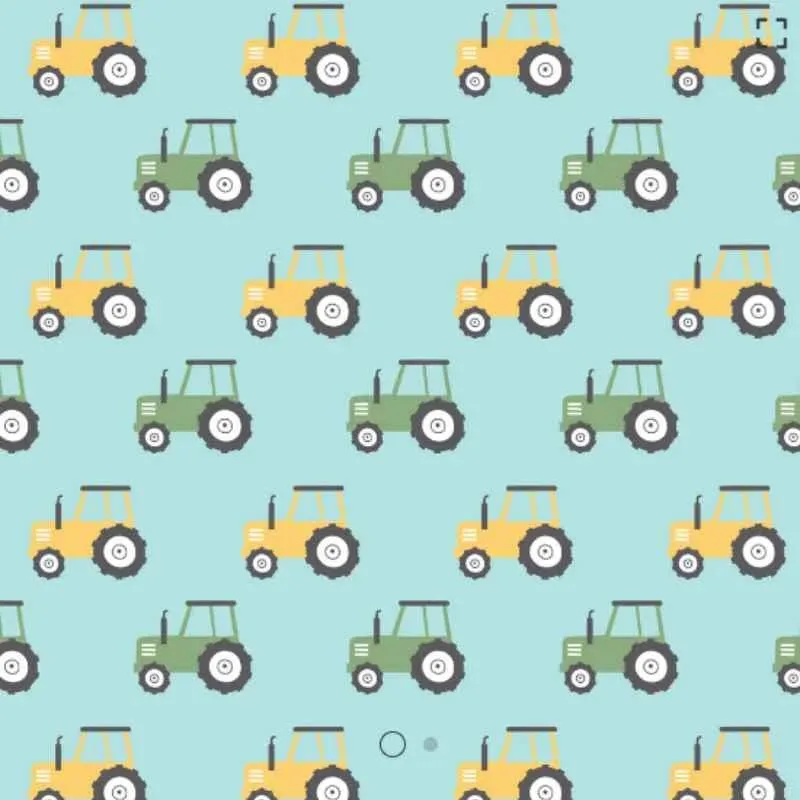 Green and Yellow Tractors on Aqua FLANNEL