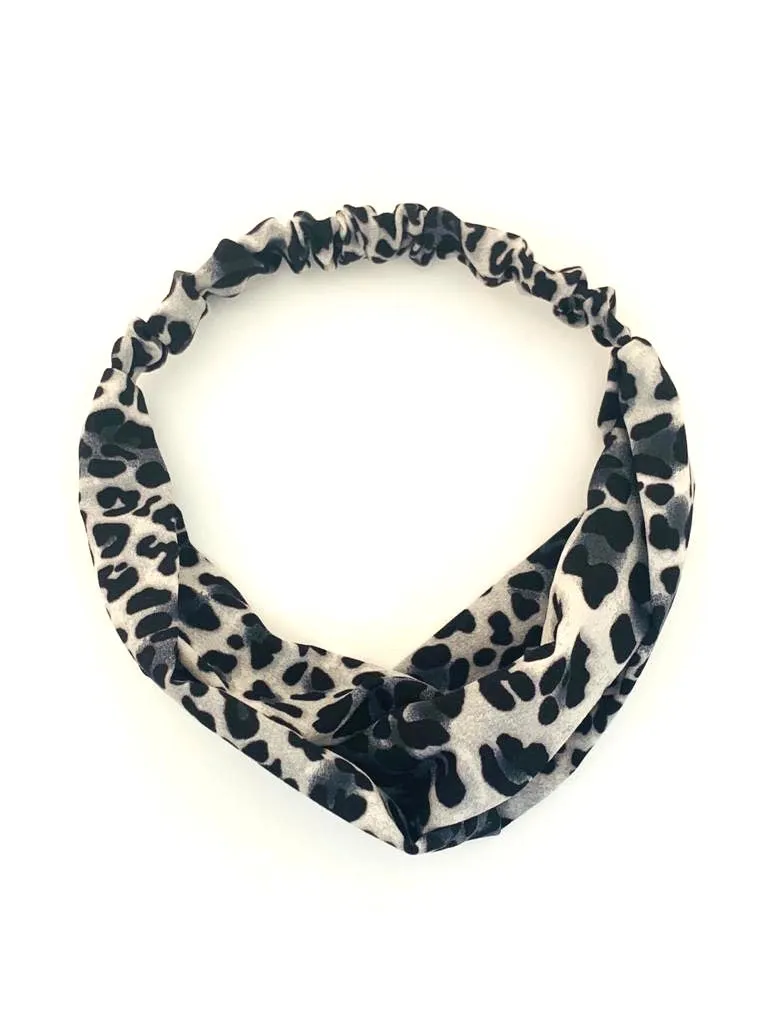 Grey Leopard Headband