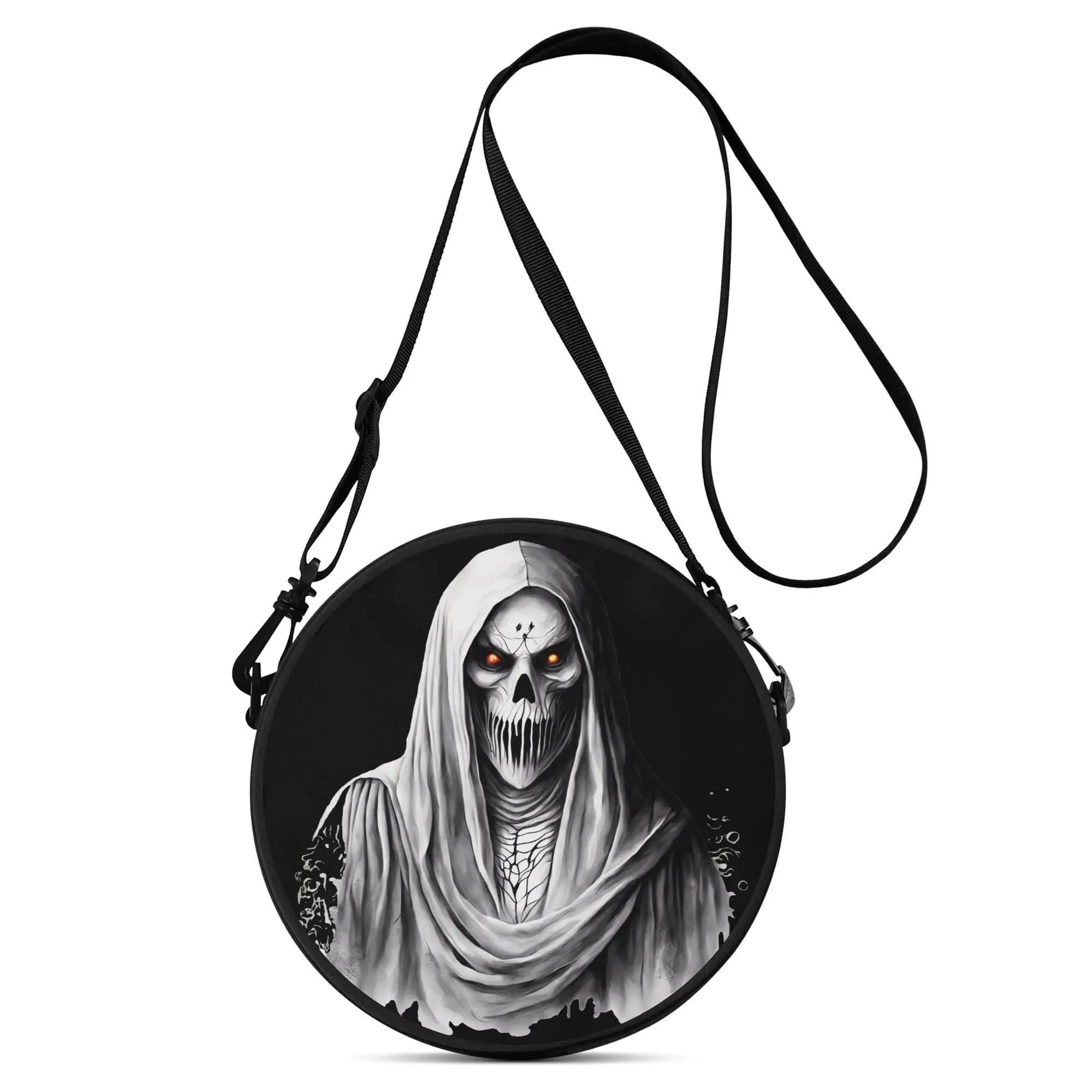 Grim Reaper With Red Eyes Round Satchel Bags