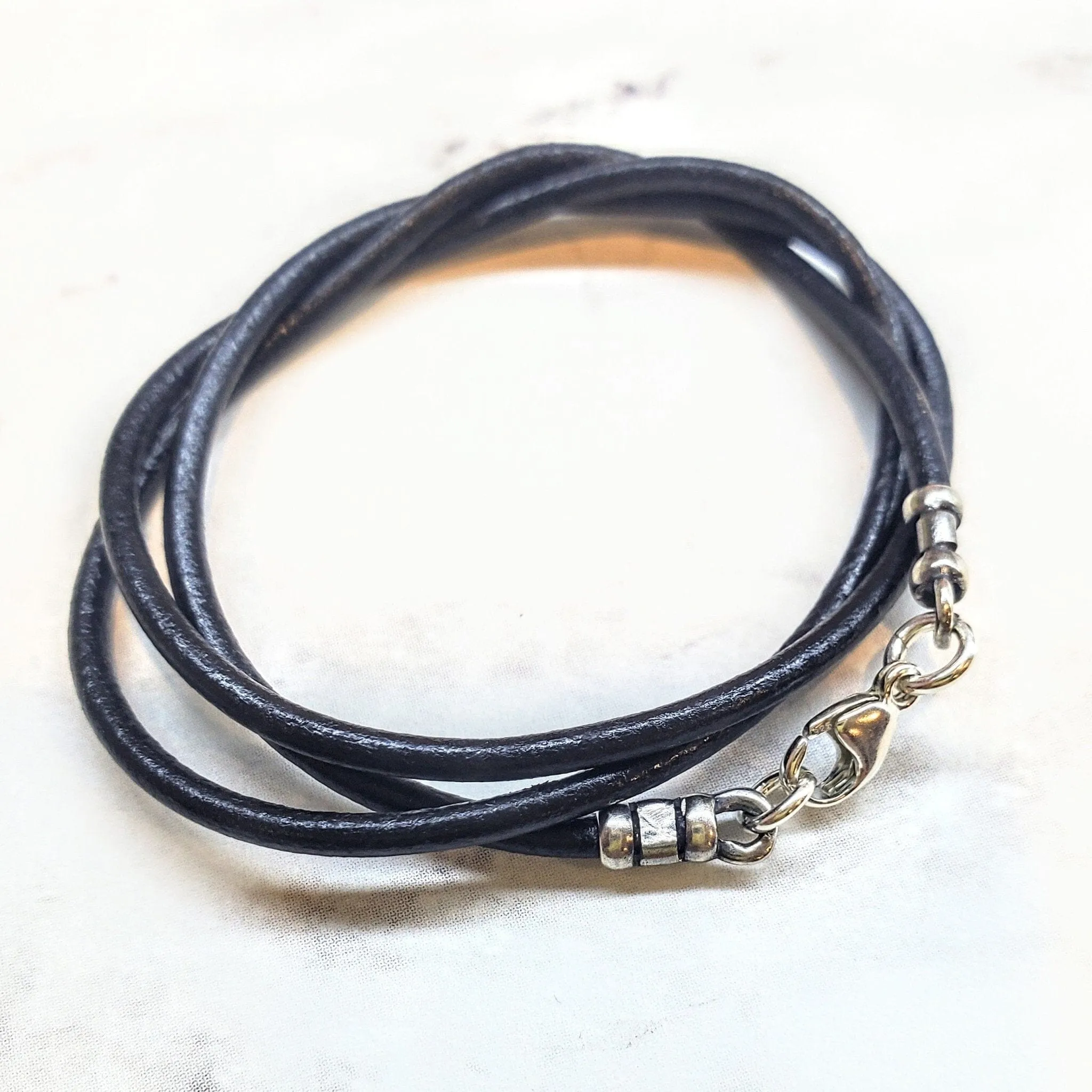 Handmade Various Lengths Single Smooth Black Leather Necklaces