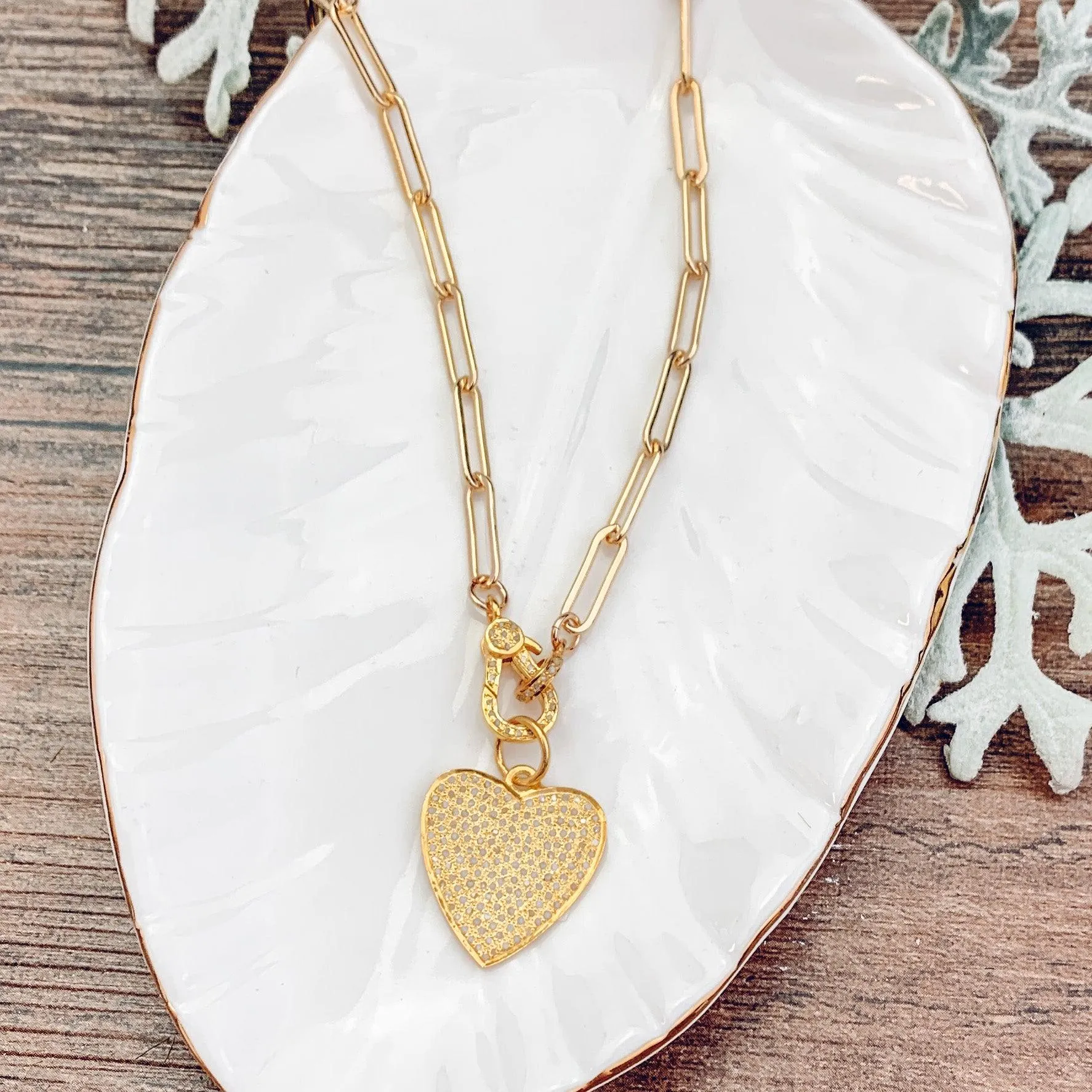 Hearts Pave Diamonds Necklaces