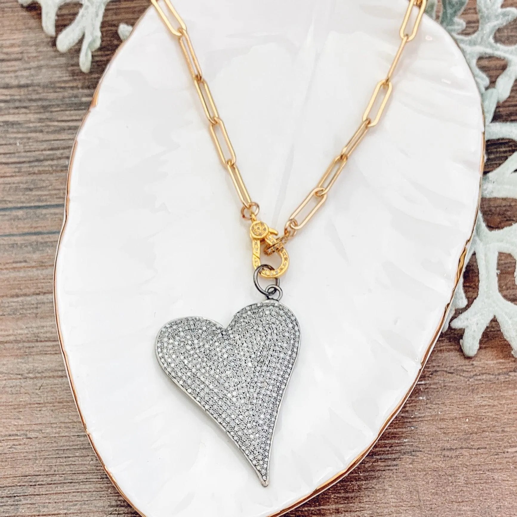 Hearts Pave Diamonds Necklaces