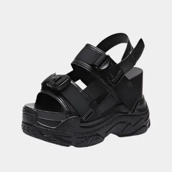 Joskaa 2024 New Black Chunky Heel Sandals