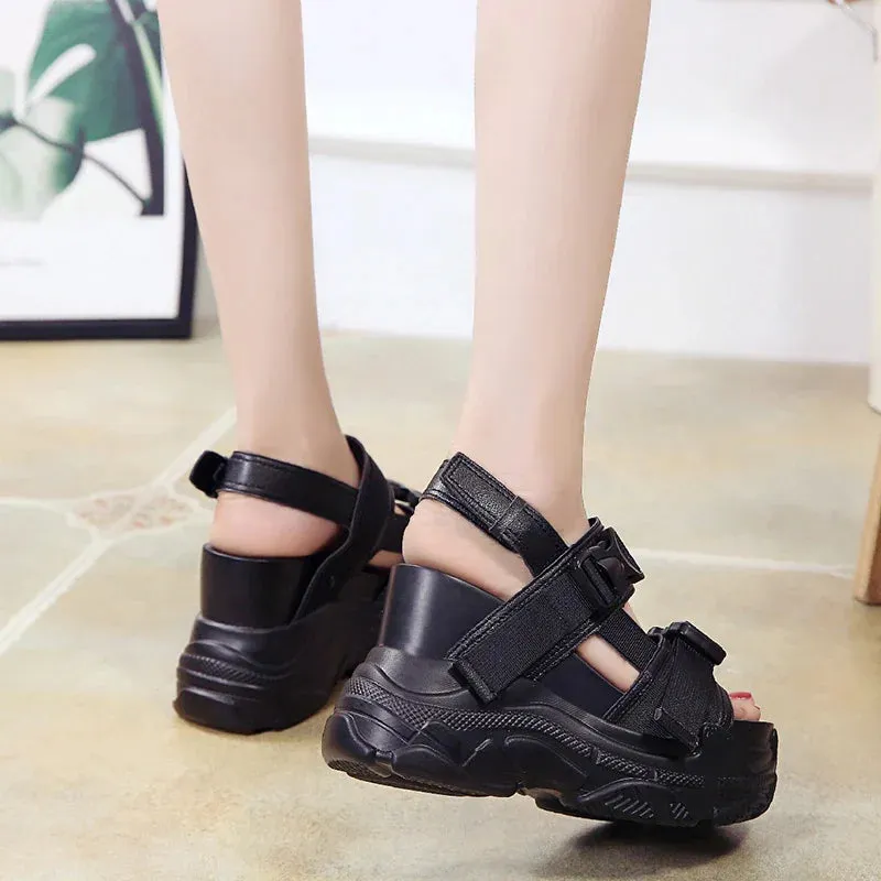 Joskaa 2024 New Black Chunky Heel Sandals