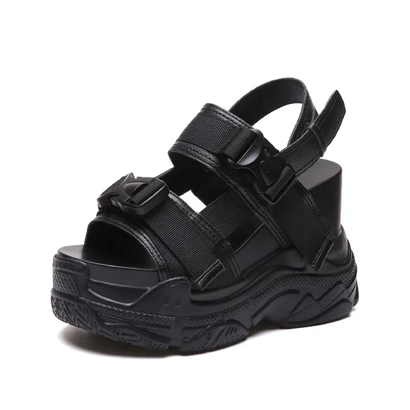 Joskaa 2024 New Black Chunky Heel Sandals