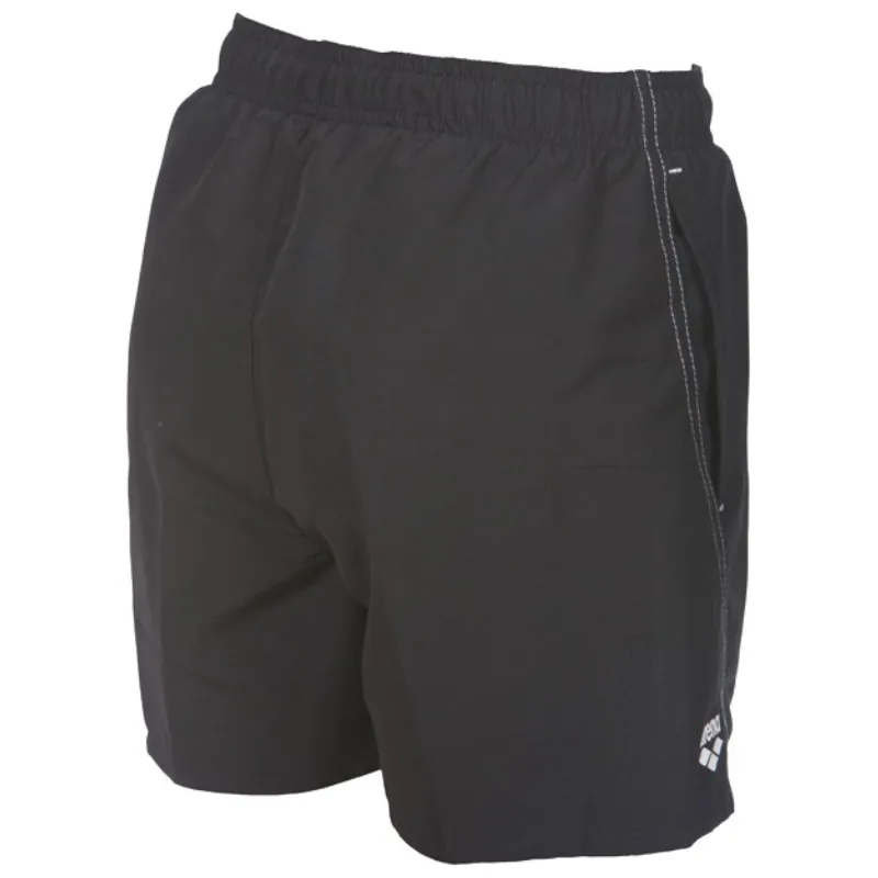 JUNIOR FUNDAMENTALS LOGO BOXER SWIM SHORTS - BLACK/WHITE