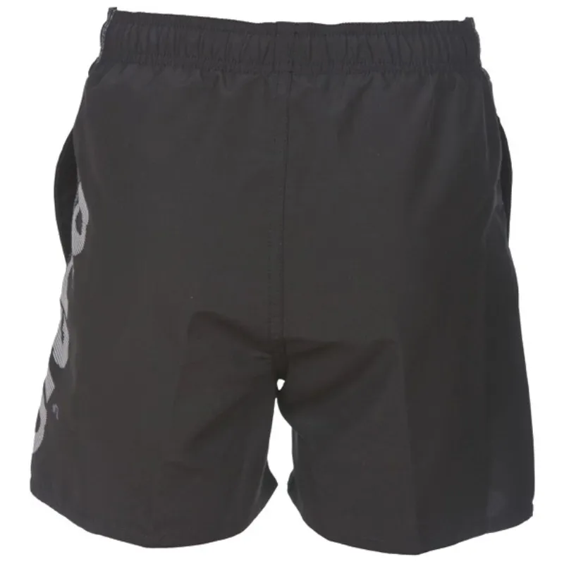 JUNIOR FUNDAMENTALS LOGO BOXER SWIM SHORTS - BLACK/WHITE