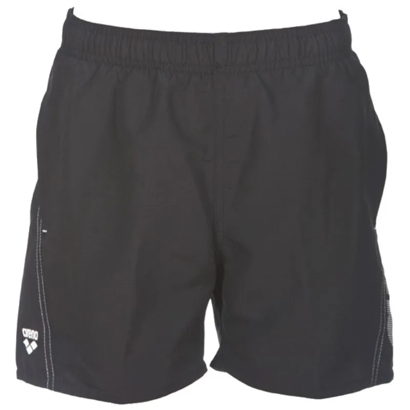 JUNIOR FUNDAMENTALS LOGO BOXER SWIM SHORTS - BLACK/WHITE