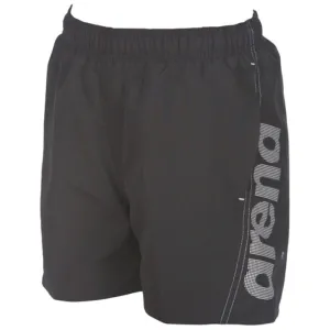 JUNIOR FUNDAMENTALS LOGO BOXER SWIM SHORTS - BLACK/WHITE