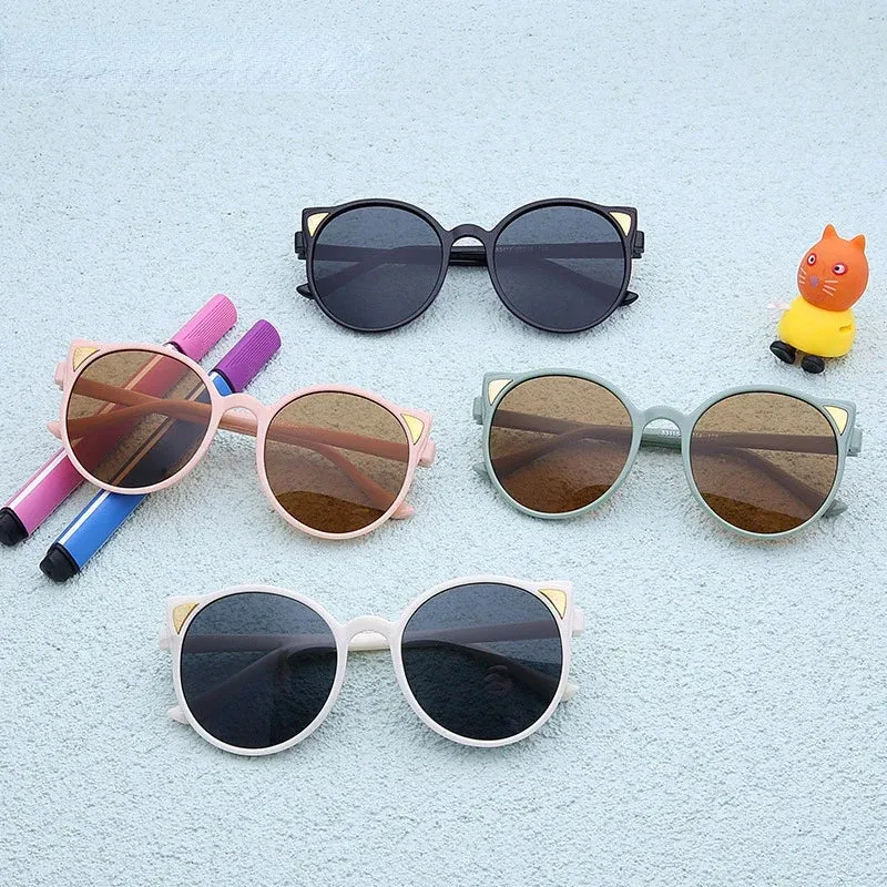 Kids Sunglasses Cute Cartoon Cat Ears Sunglasses Outdoor Sun Protection Children Lovely Vintage Classic Sunglasses Protection