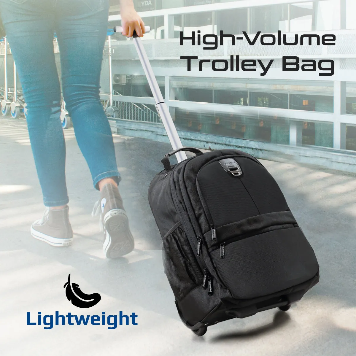 Large Capacity Trolley Bag with Multiple Compartments for 15.6” Laptops