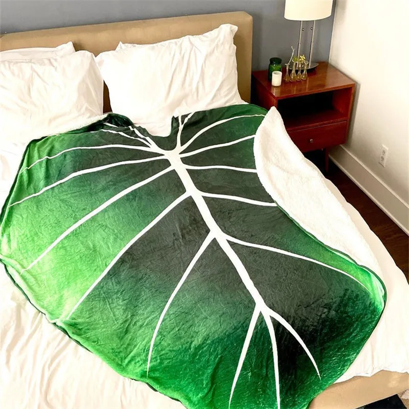 Leaf Shaped Blanket Cozy Flannel Throw Blankets for Home Sofa Bed