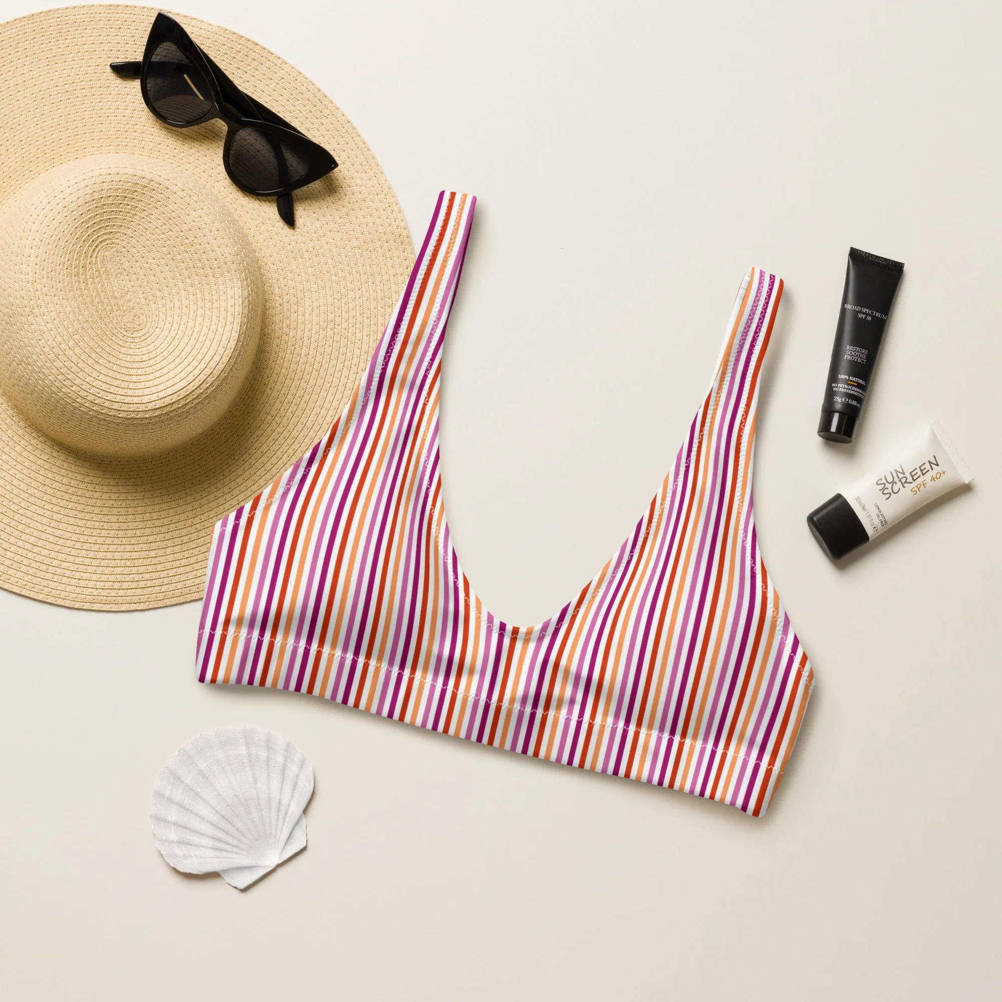 Lesbian Striped Athletic Bikini Top