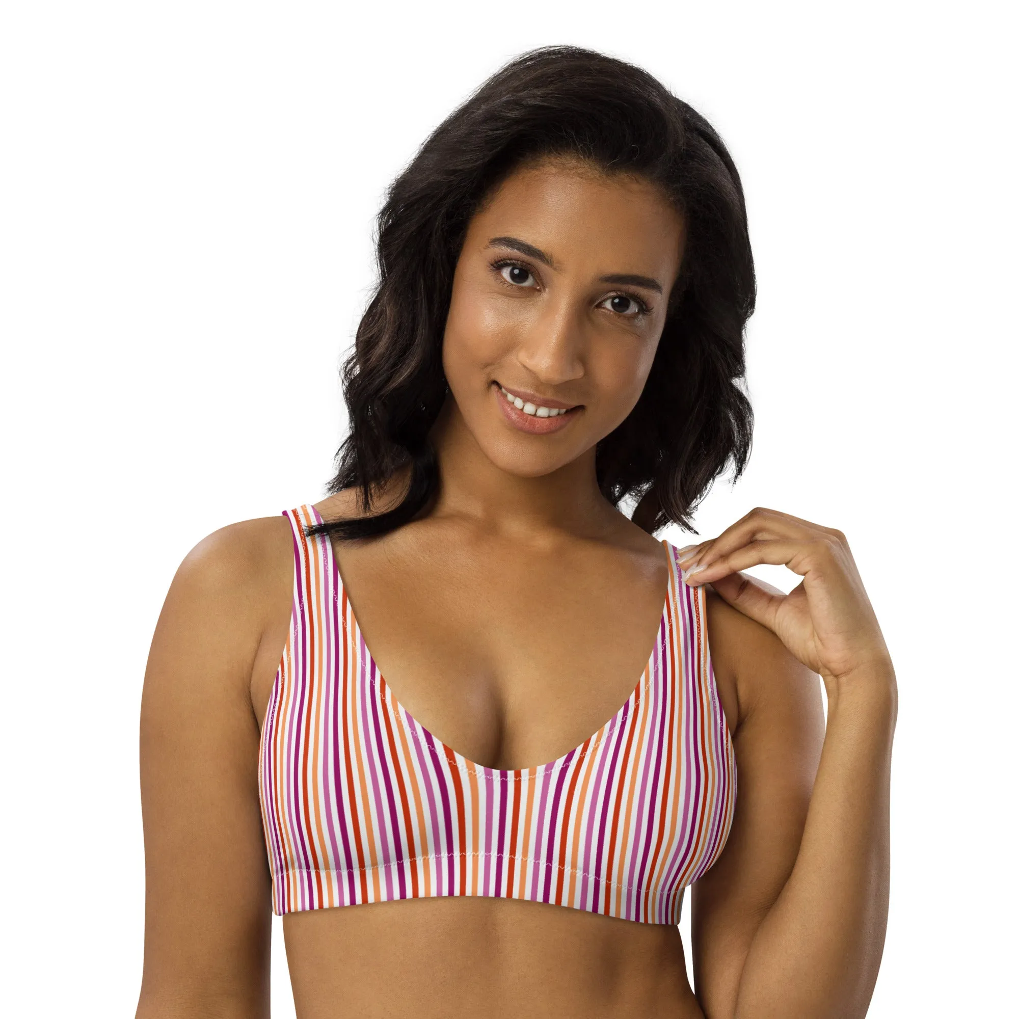 Lesbian Striped Athletic Bikini Top