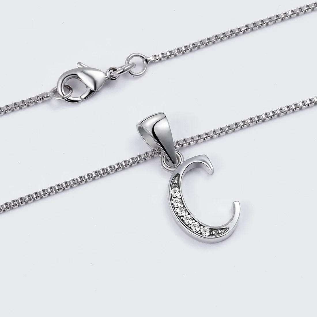 Letter C Initial Necklaces Pendant Women Men Name Jewelry Gift 925 Silver