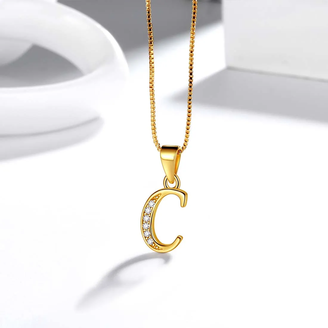 Letter C Initial Necklaces Pendant Women Men Name Jewelry Gift 925 Silver