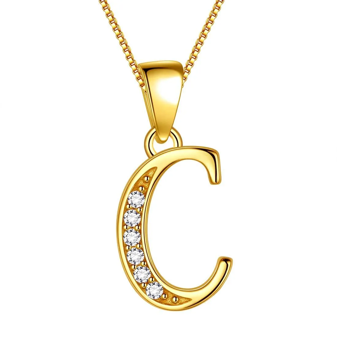 Letter C Initial Necklaces Pendant Women Men Name Jewelry Gift 925 Silver