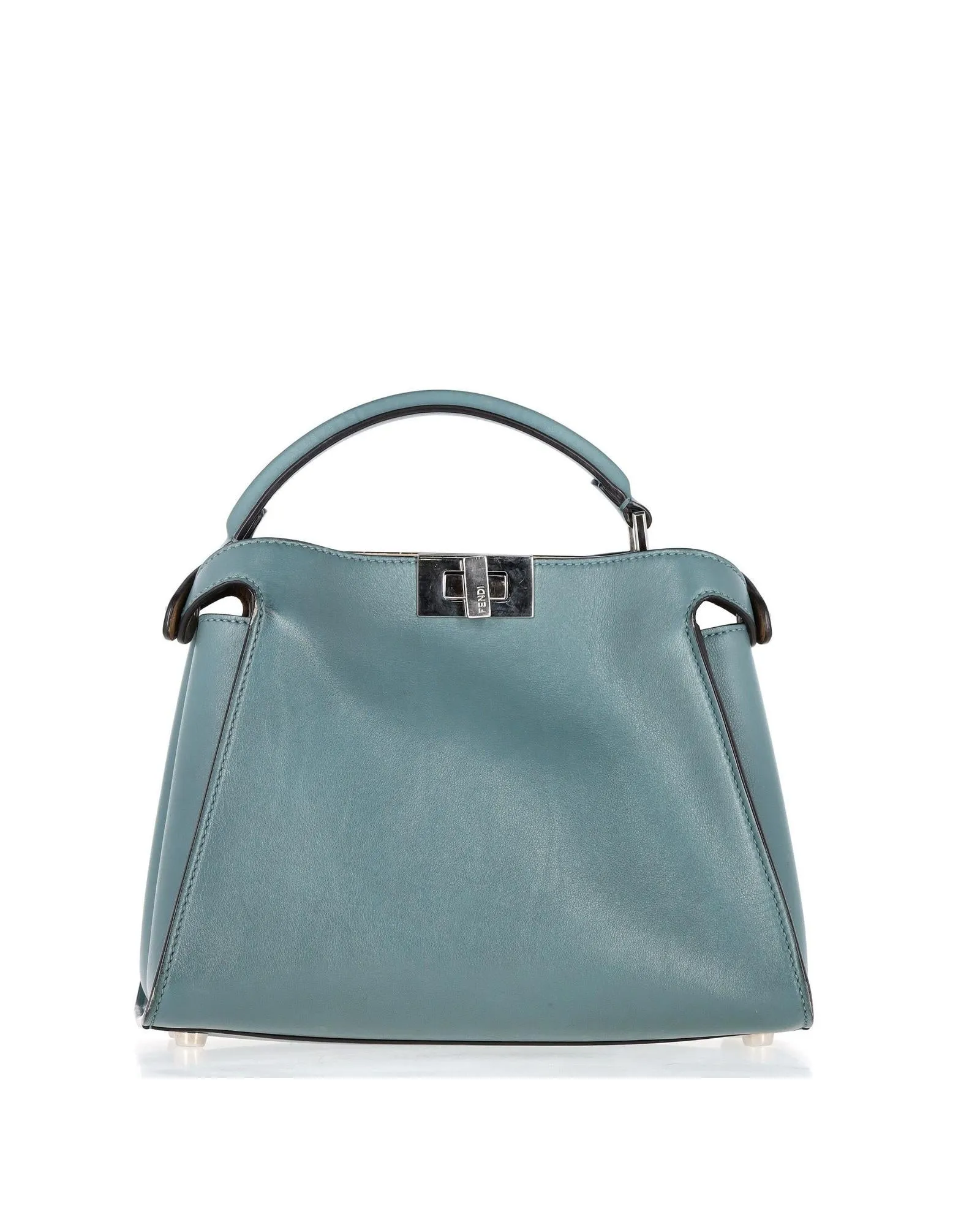 Luxury Blue Leather Peekaboo Handbag with Iconic Turn-Lock Closure