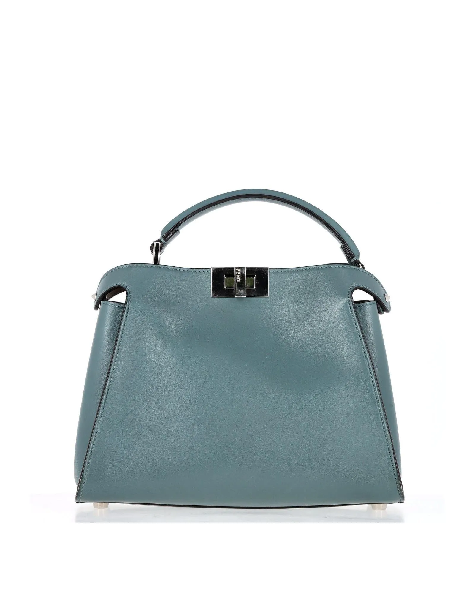 Luxury Blue Leather Peekaboo Handbag with Iconic Turn-Lock Closure