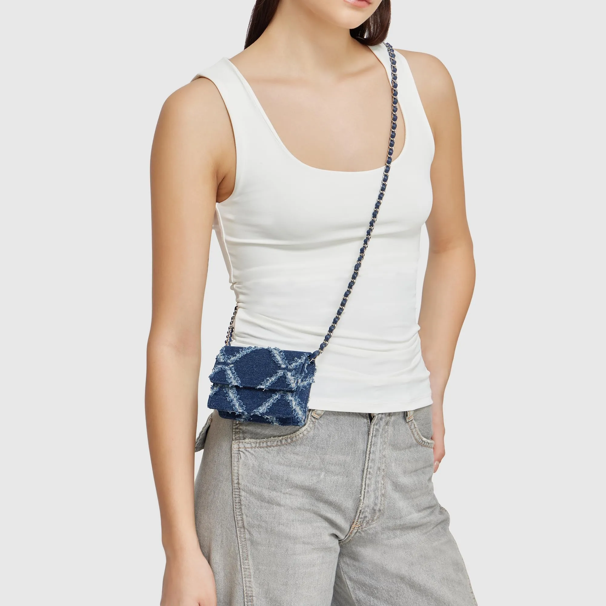 Miraggio Camilla Denim Mini Crossbody/Sling Bag for Women (Dark Denim)