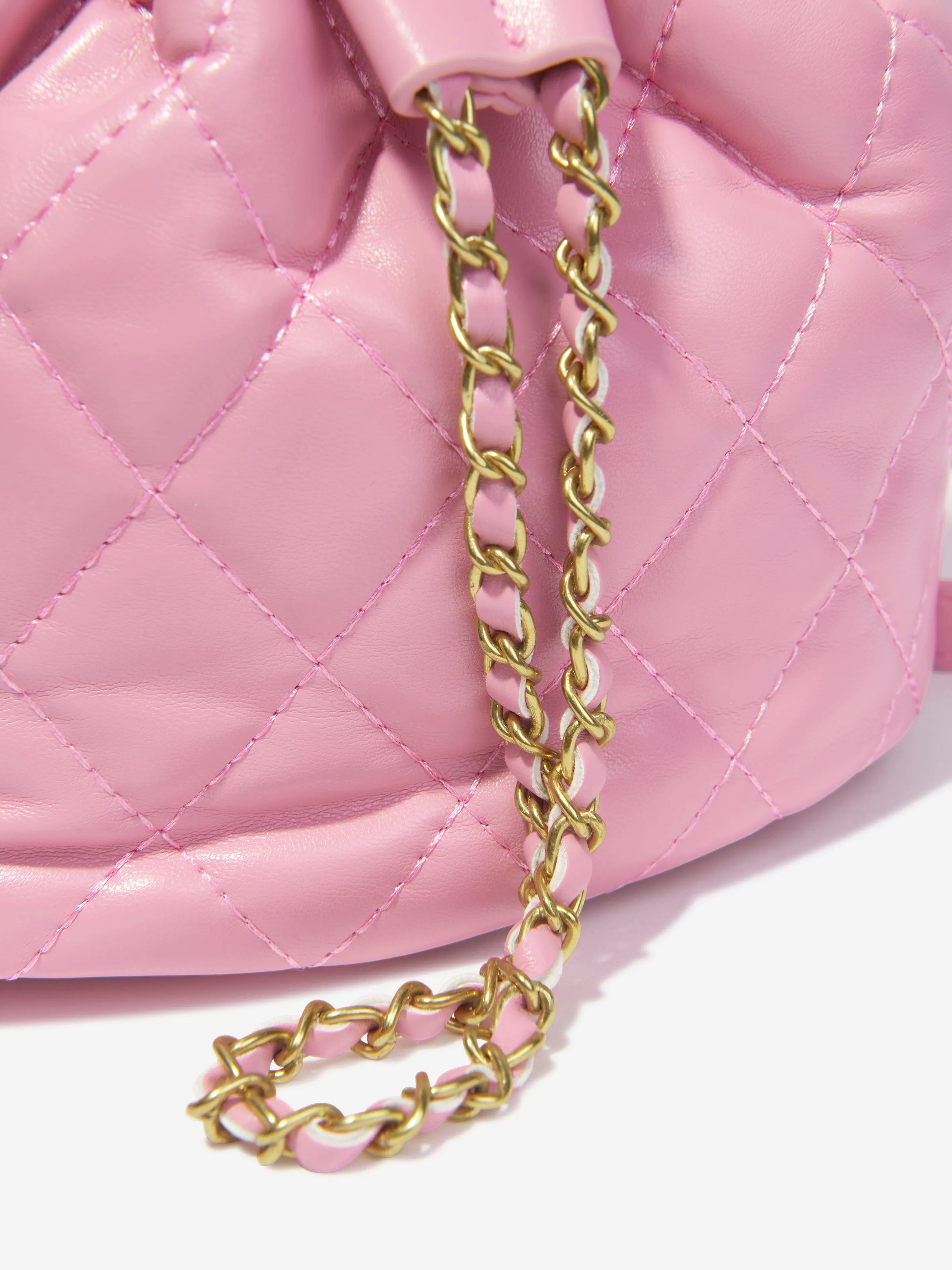 Monnalisa Girls Quilted Bucket Bag in in Pink