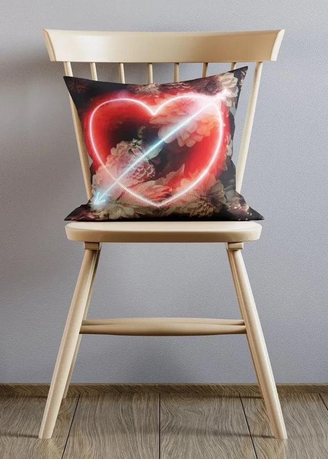 Neon Heart and Arrow Cushion