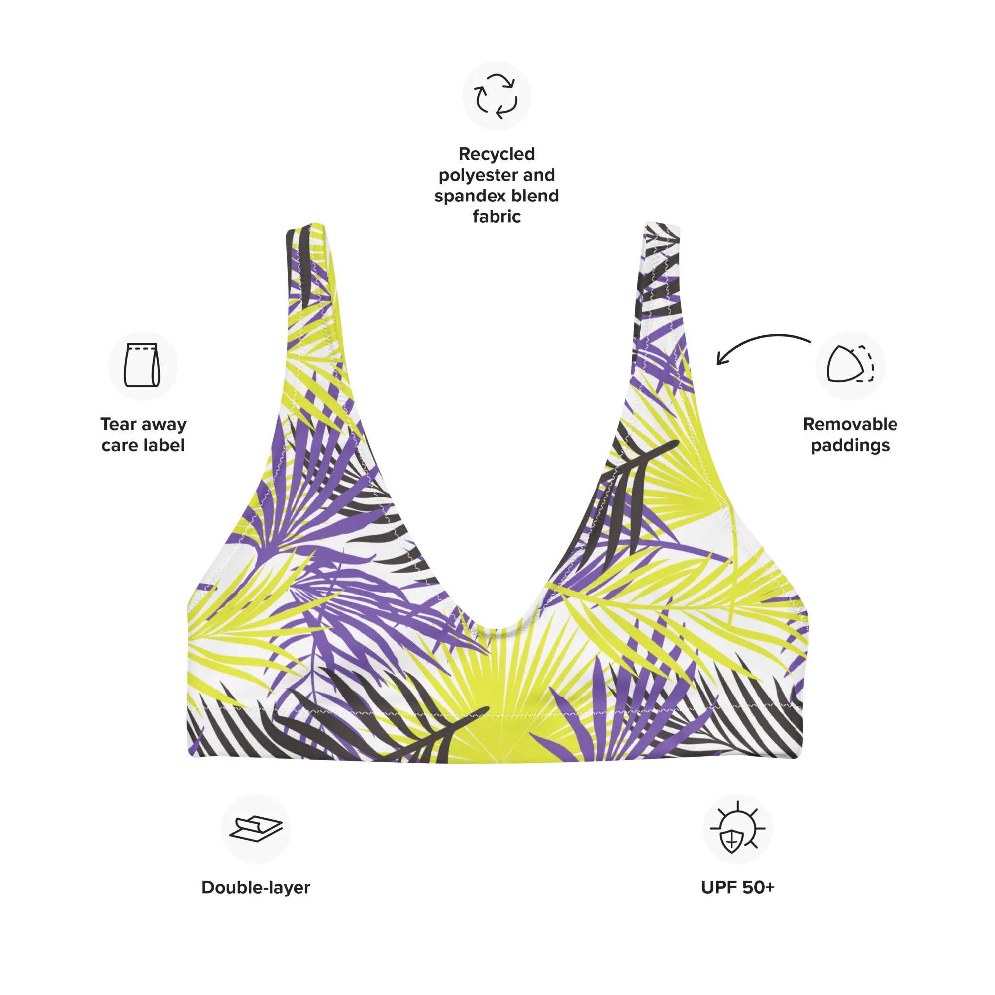 Non-Binary Palm Athletic Bikini Top