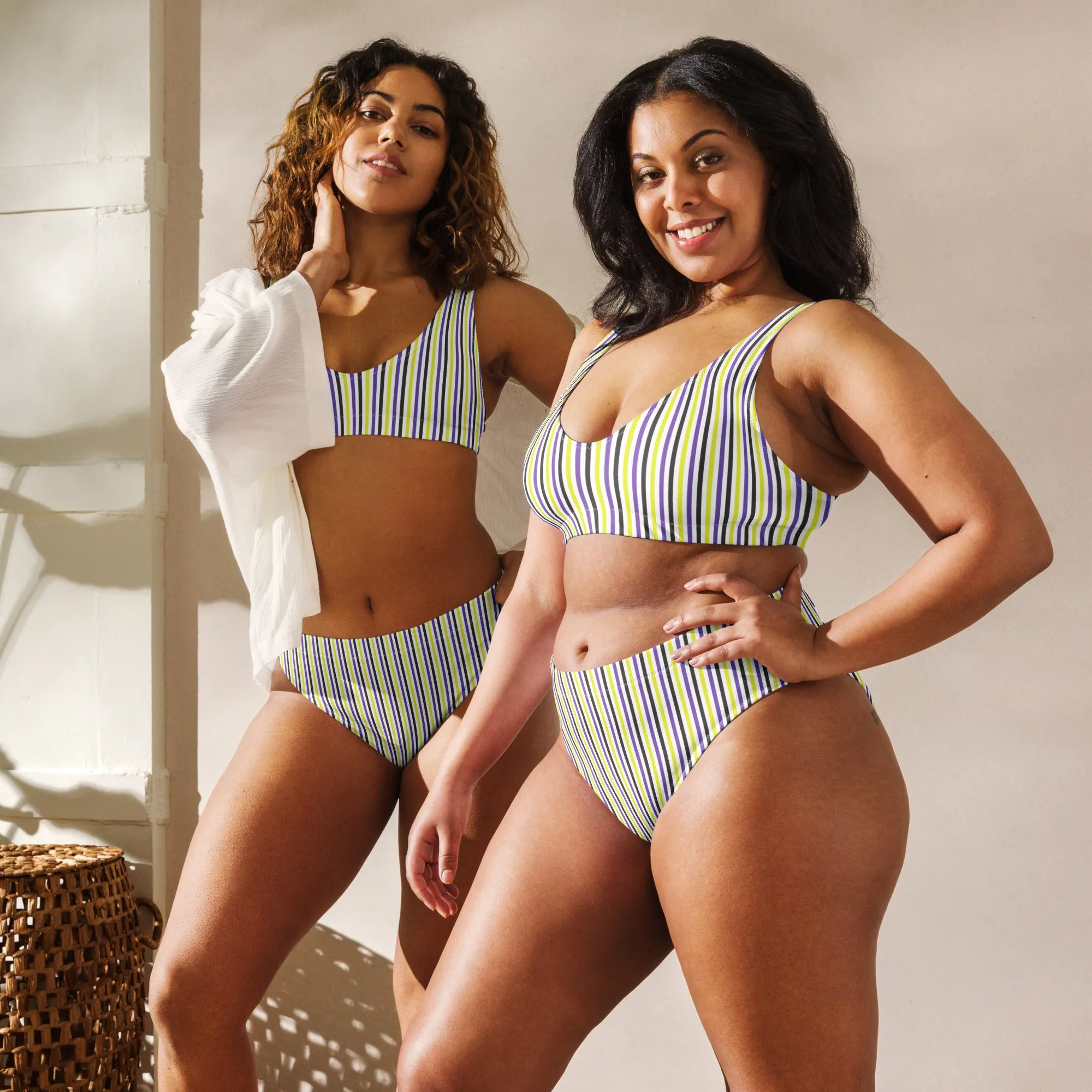 Non-Binary Striped Athletic Bikini Top