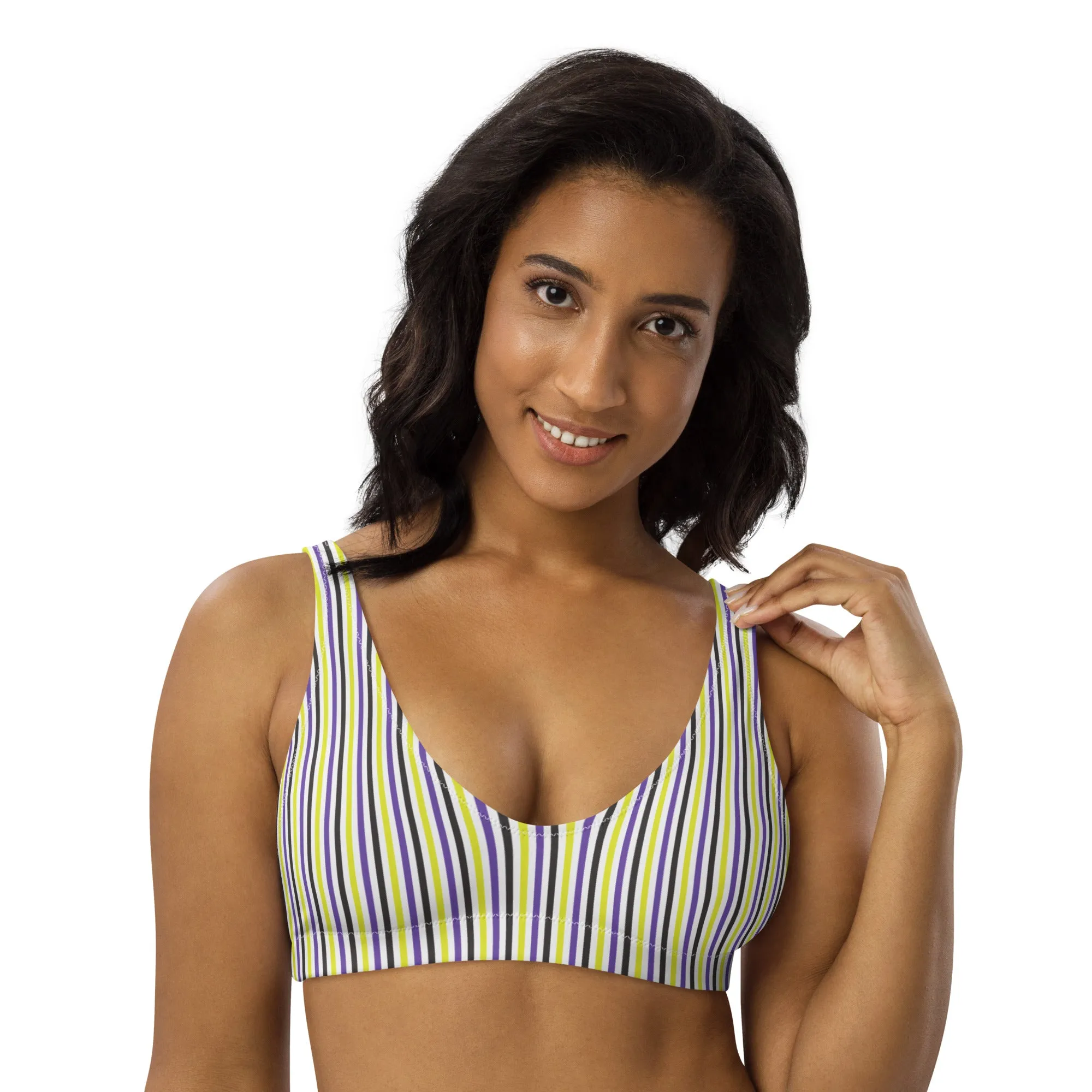 Non-Binary Striped Athletic Bikini Top