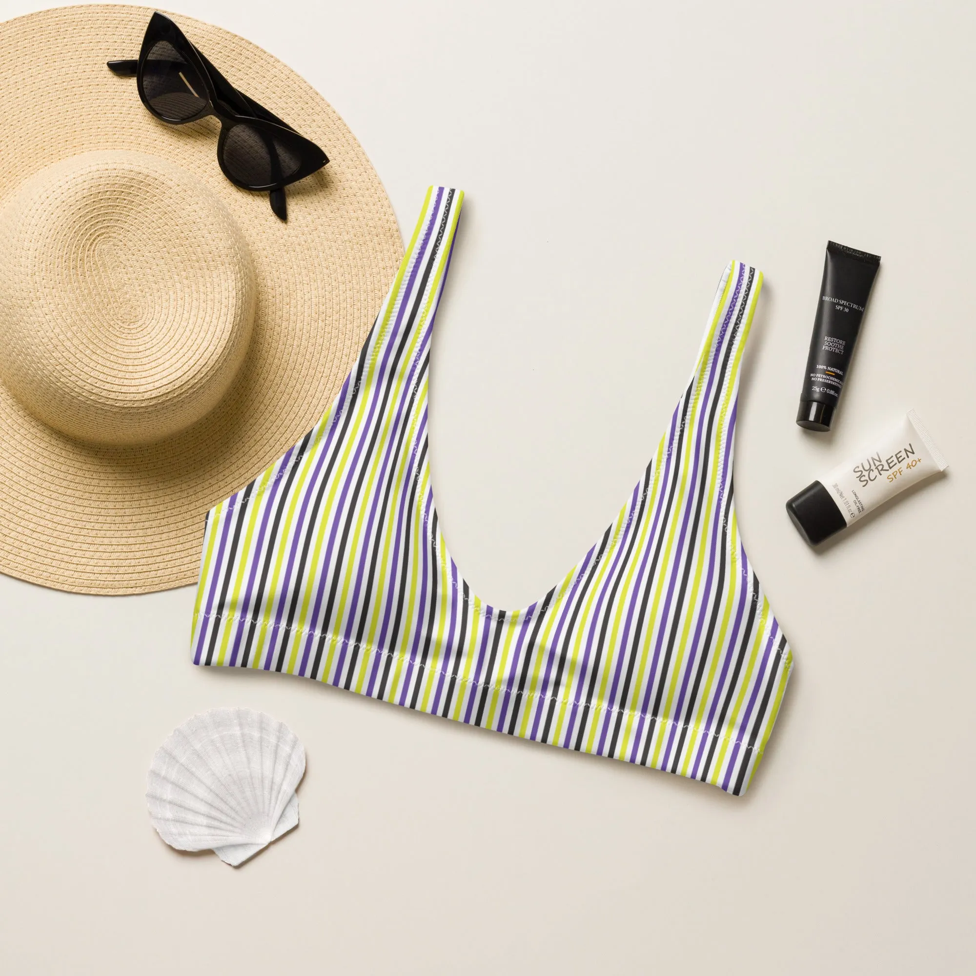 Non-Binary Striped Athletic Bikini Top