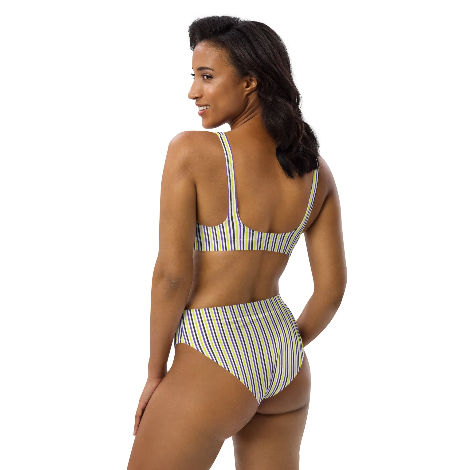 Non-Binary Striped Athletic Bikini Top