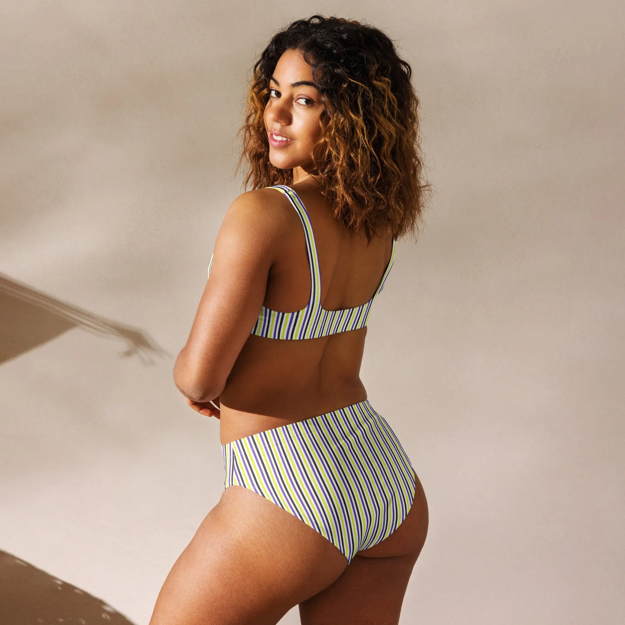 Non-Binary Striped Athletic Bikini Top