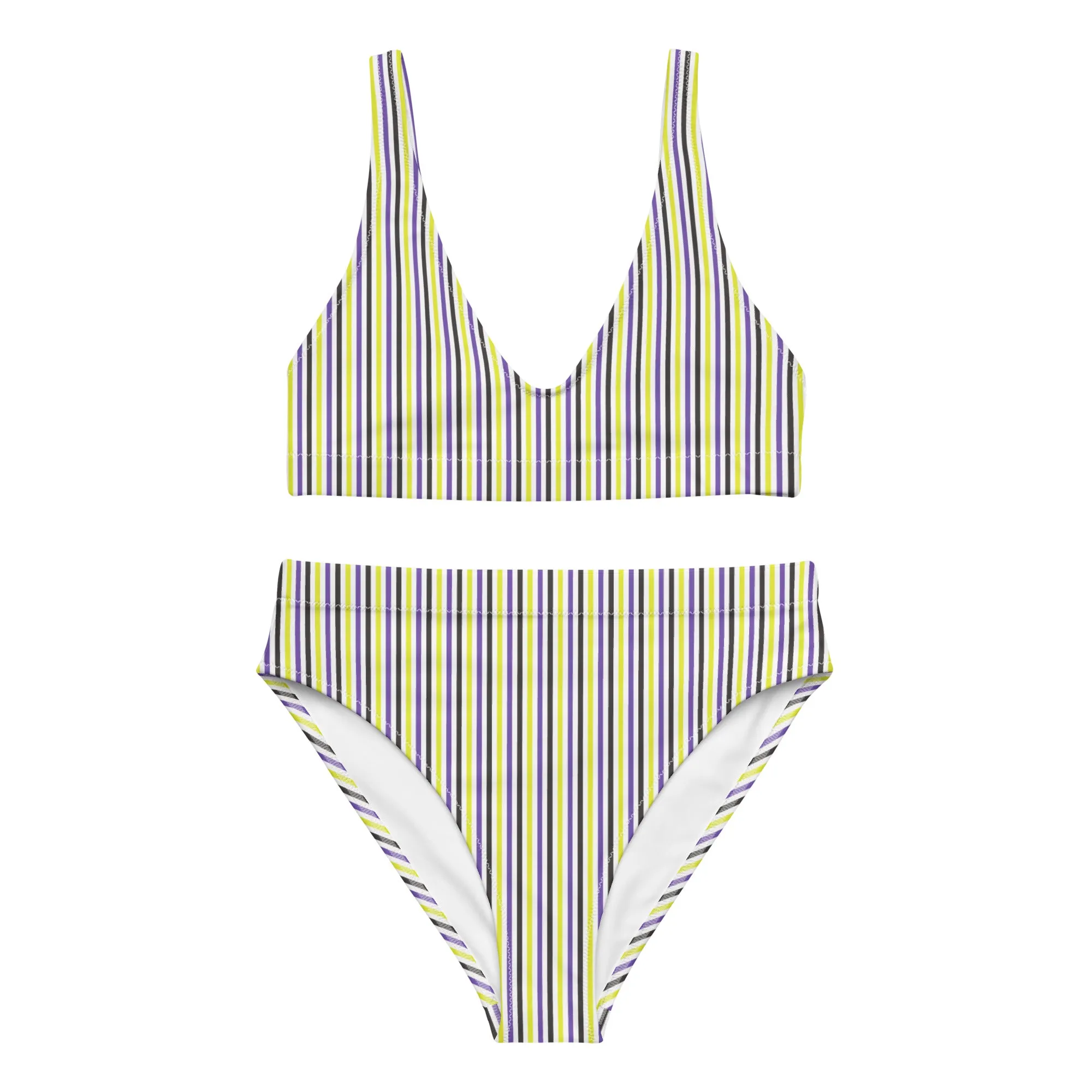 Non-Binary Striped Athletic Bikini Top