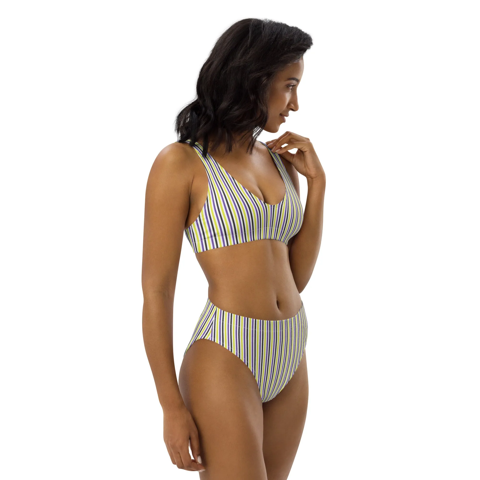 Non-Binary Striped Athletic Bikini Top