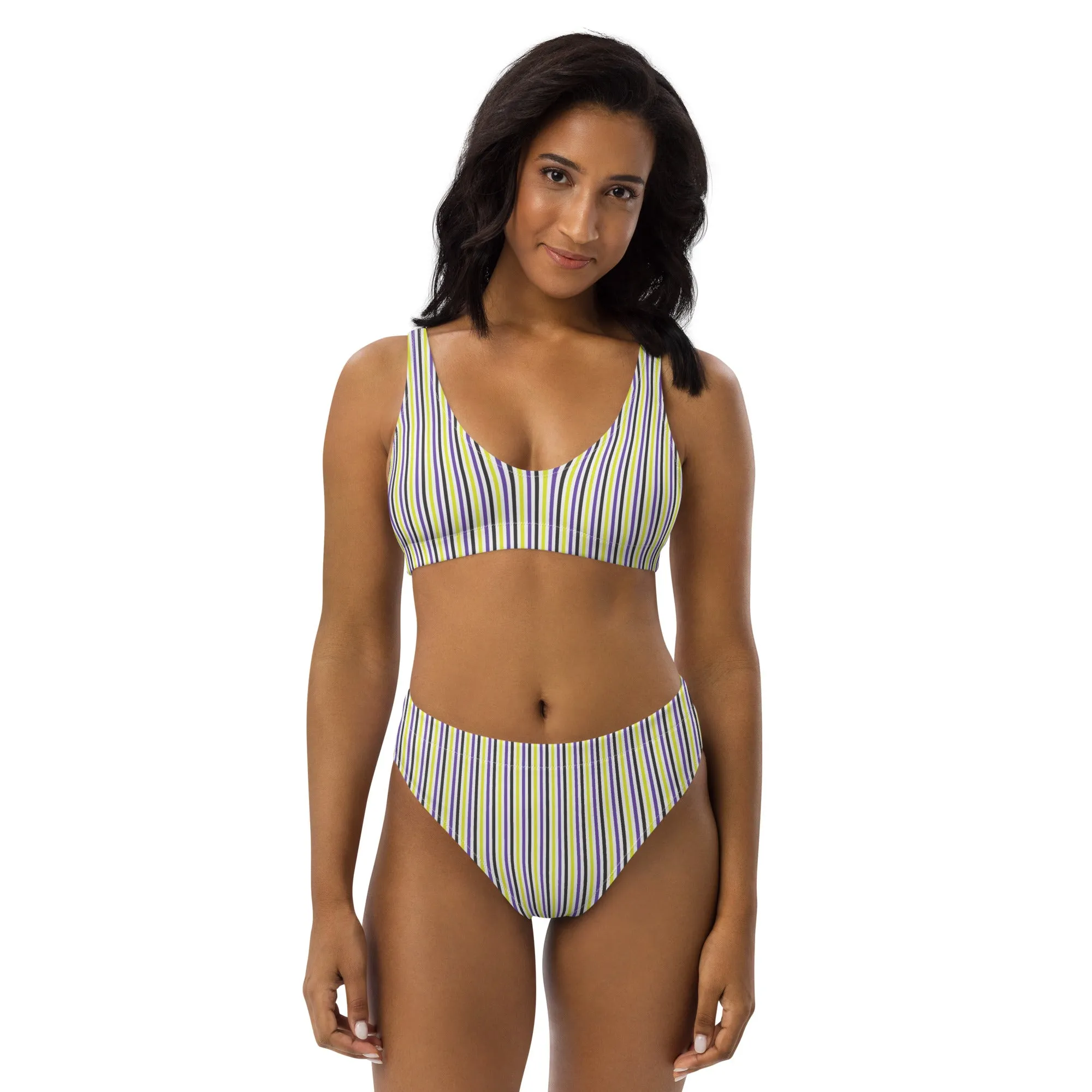 Non-Binary Striped Athletic Bikini Top