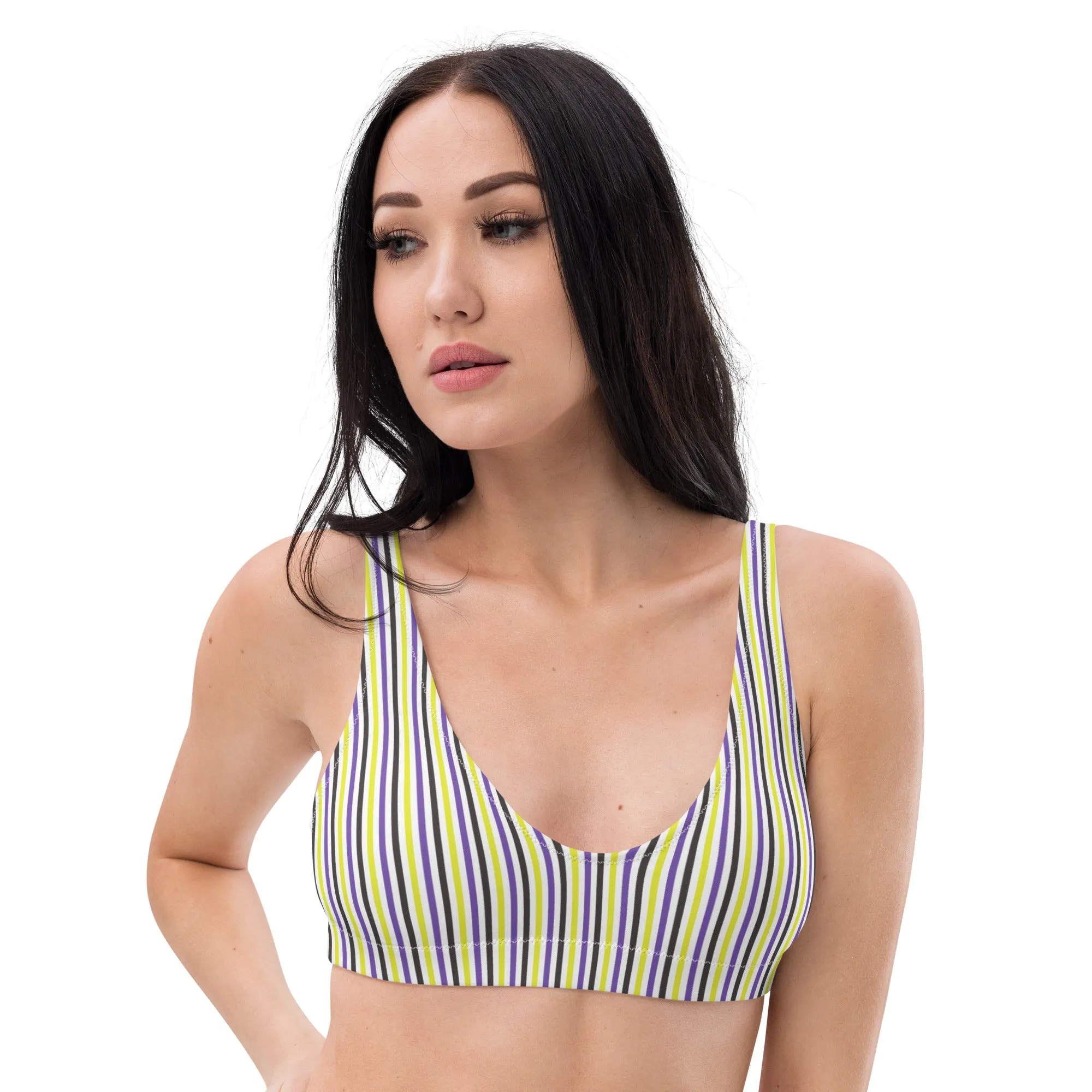 Non-Binary Striped Athletic Bikini Top