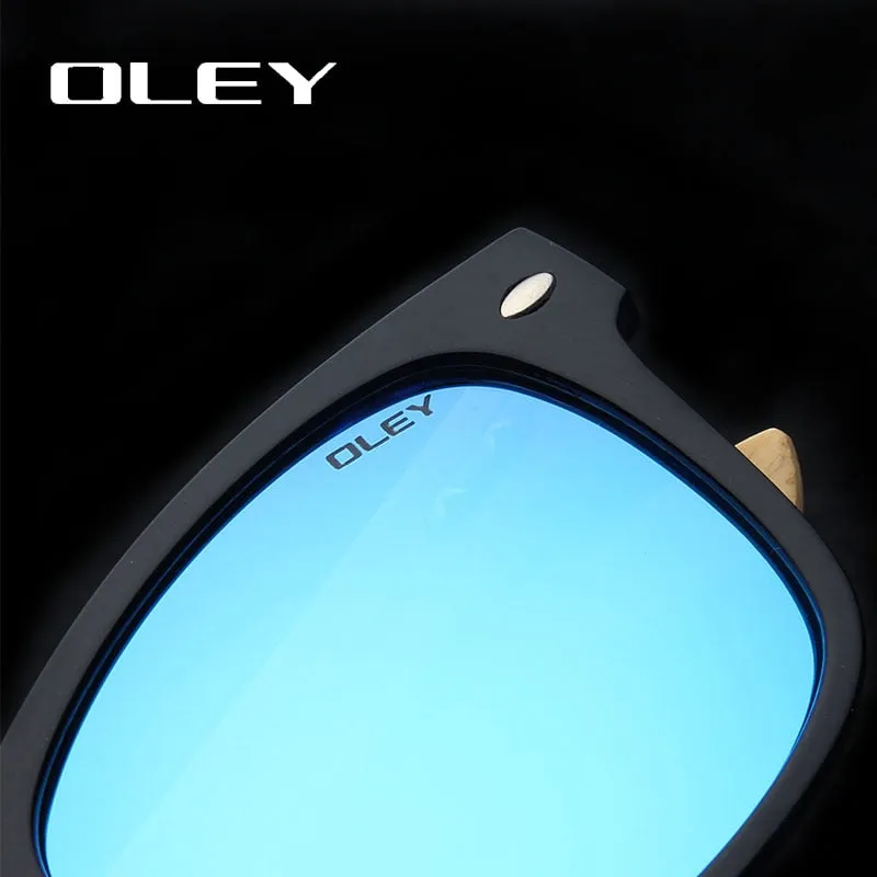 Oley Brand Men's Square Bamboo Polarized Sunglasses Original Wood Y6625