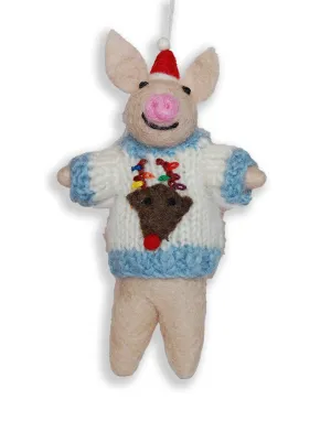 Piglet in Christmas Jumper Felt Tree Decoration