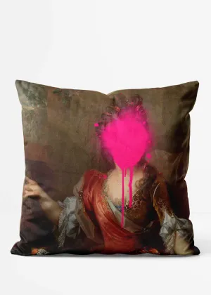 Pink Paint Splat Portrait Cushion