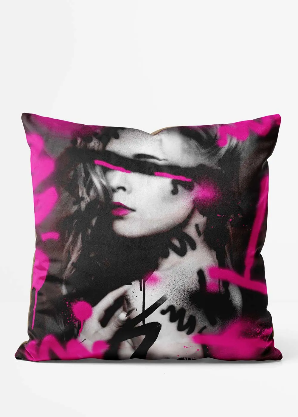 Pink Spraypaint Graffiti Model Cushion