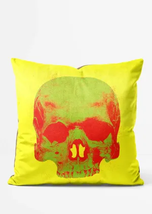 Popart Warhol Style Green Skull Cushion