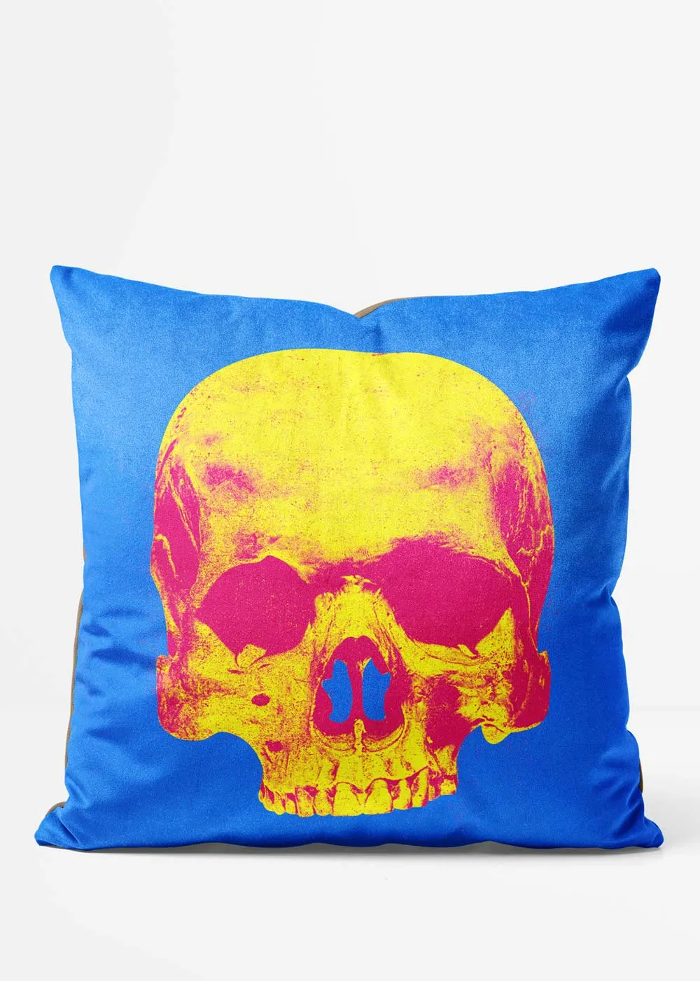 Popart Warhol Style Yellow Skull Cushion