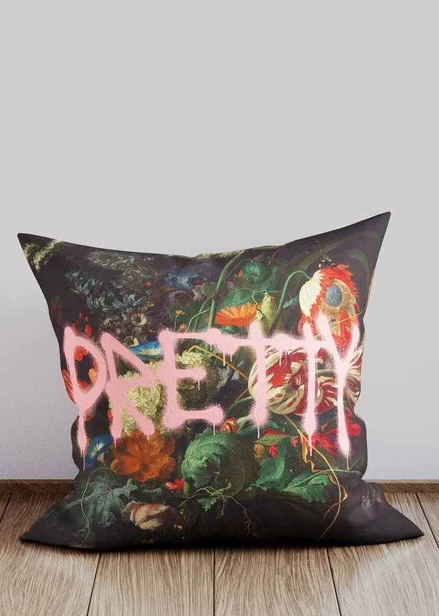 Pretty Spraypaint Graffiti Altered Art Cushion