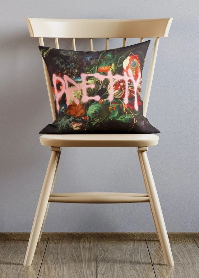 Pretty Spraypaint Graffiti Altered Art Cushion