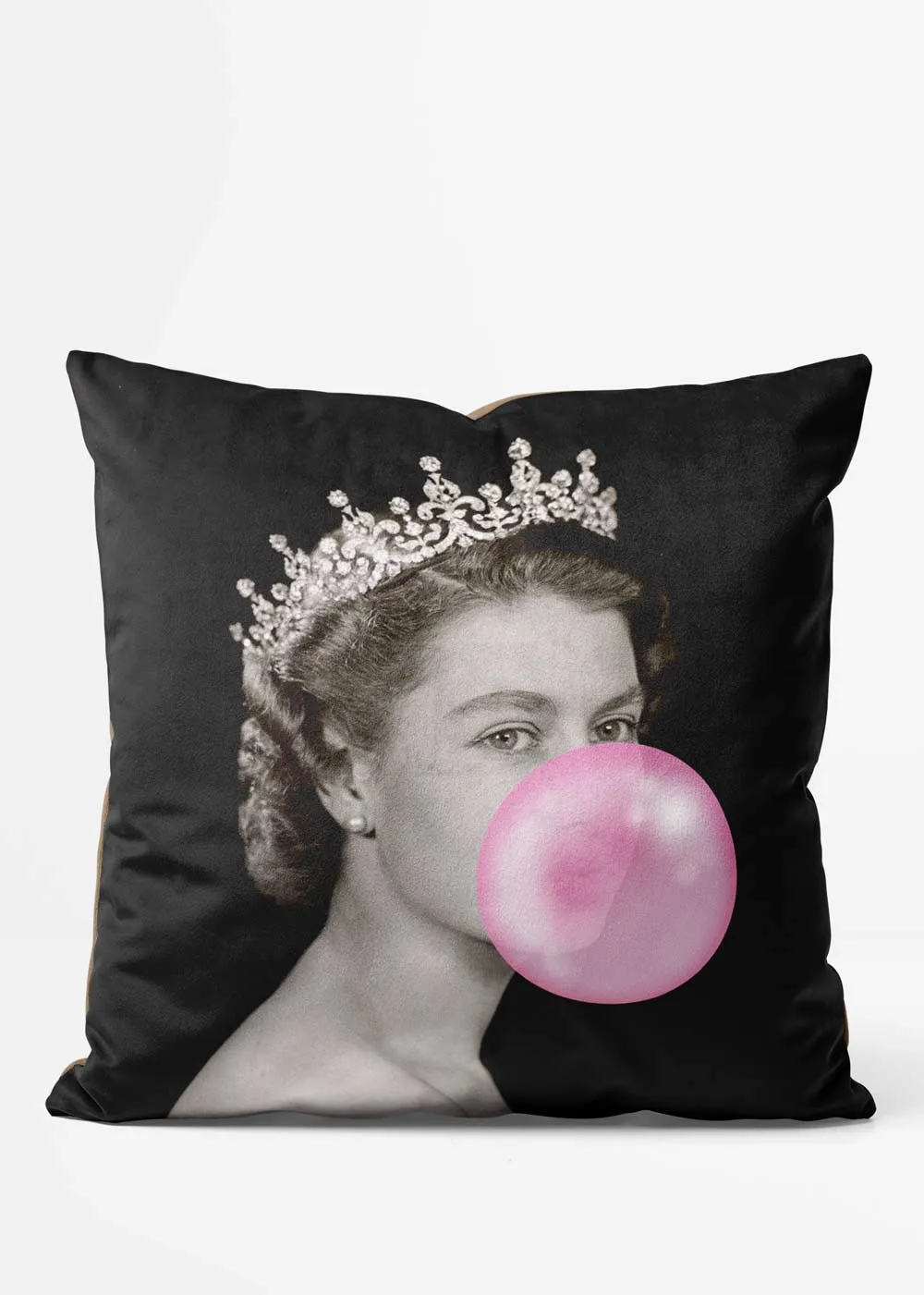 Queen Blowing Bubblegum Platinum Jubilee Cushion