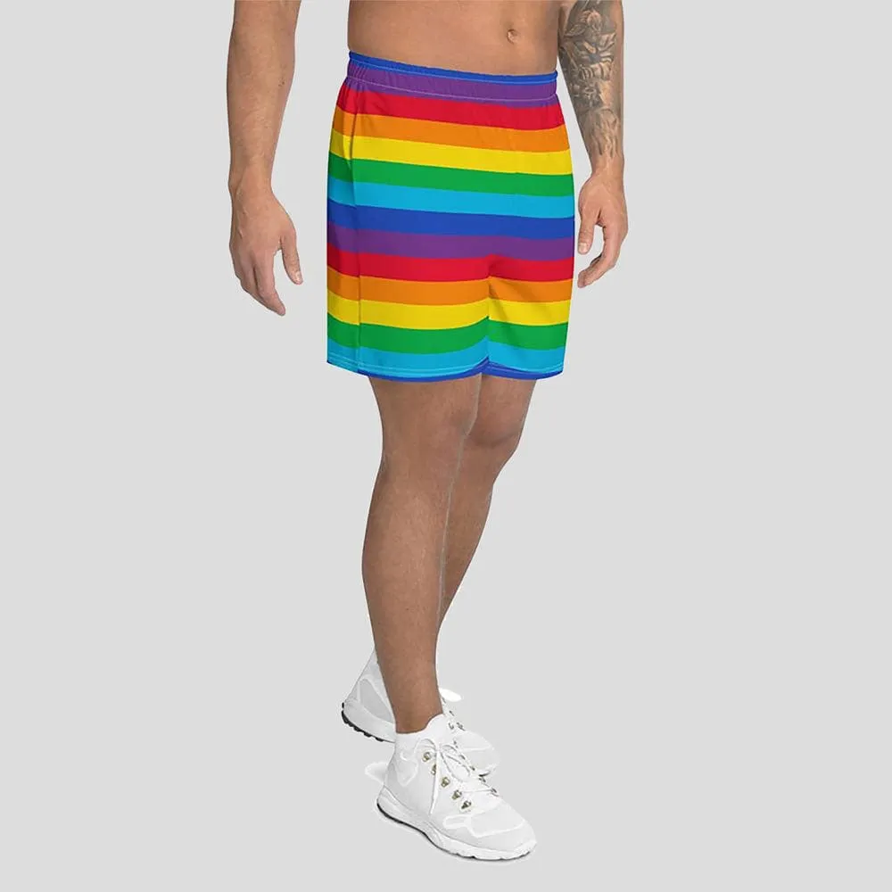 Rainbow Stripes Athletic Shorts (POD)