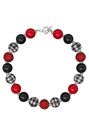 Red Black Plaid Bubblegum Necklace